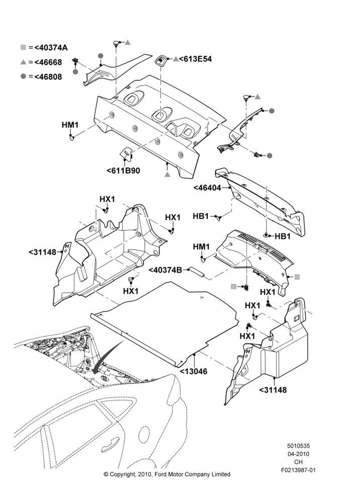 35A - Load Compartment Trim, 4 Door Sedan; 26/APR/2010-27/APR/2013