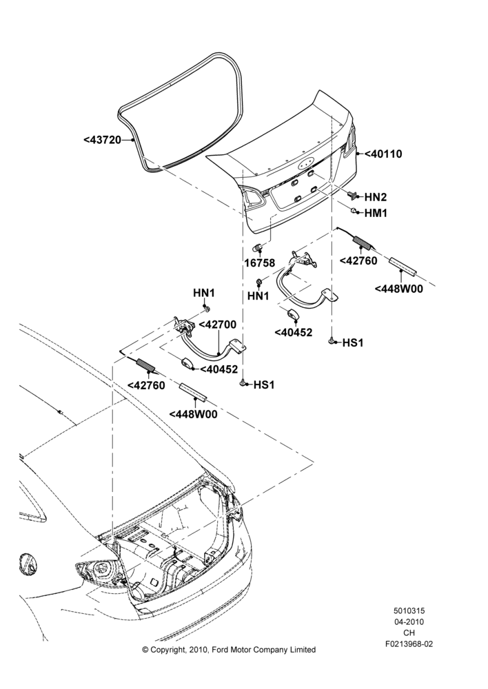 15A - Luggage Compartment Door, 4 Door Sedan; 26/APR/2010-27/APR/2013