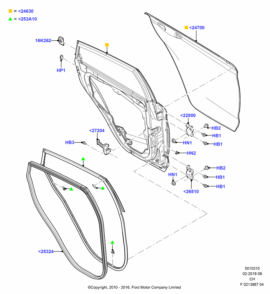 10 - Rear Doors, Hinges & Weatherstrips; 26/APR/2010-27/APR/2013