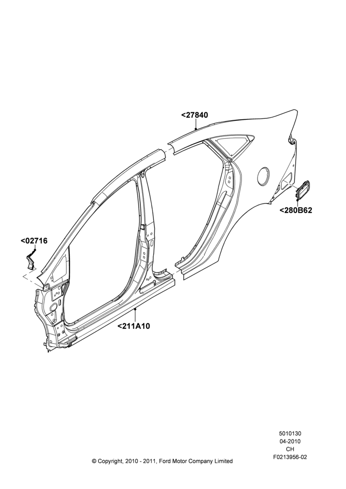 30B - Side Panels - Outer, 4 Door Sedan; 26/APR/2010-27/APR/2013