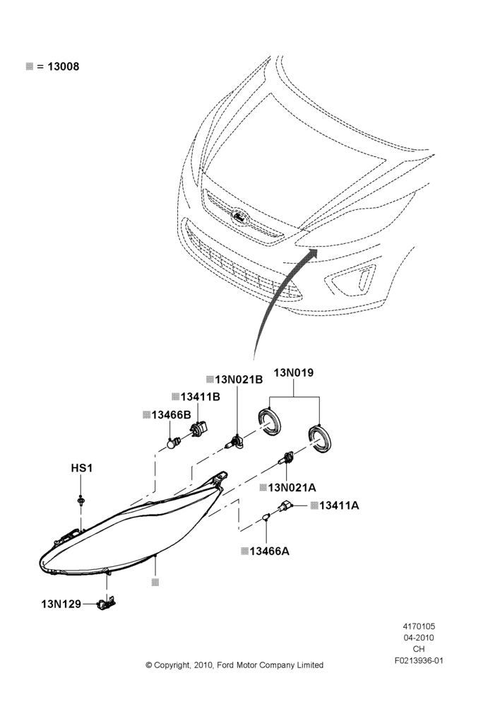 Headlamps and Front Flasher Lamps, Less Supplemental Parking Lamps