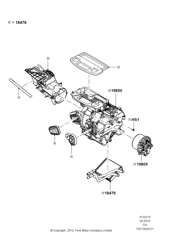 10A - Heater/Air Cond.Internal Components, Less Air Conditioning; 26/APR/2010-27/APR/2013