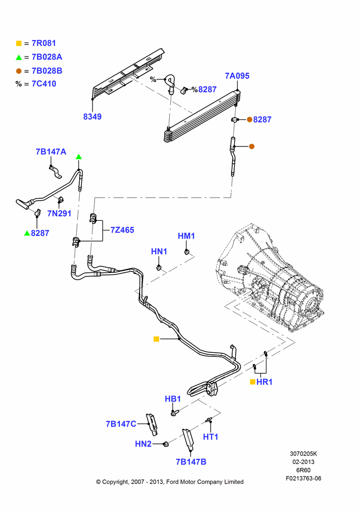 05K - Transmission Cooling Systems, 6 Speed Auto Trans (6R75), 6 Speed Automatic Trans (6R80), With Super Engine Cooling System; 04/DEC/2007-11/AUG/2014