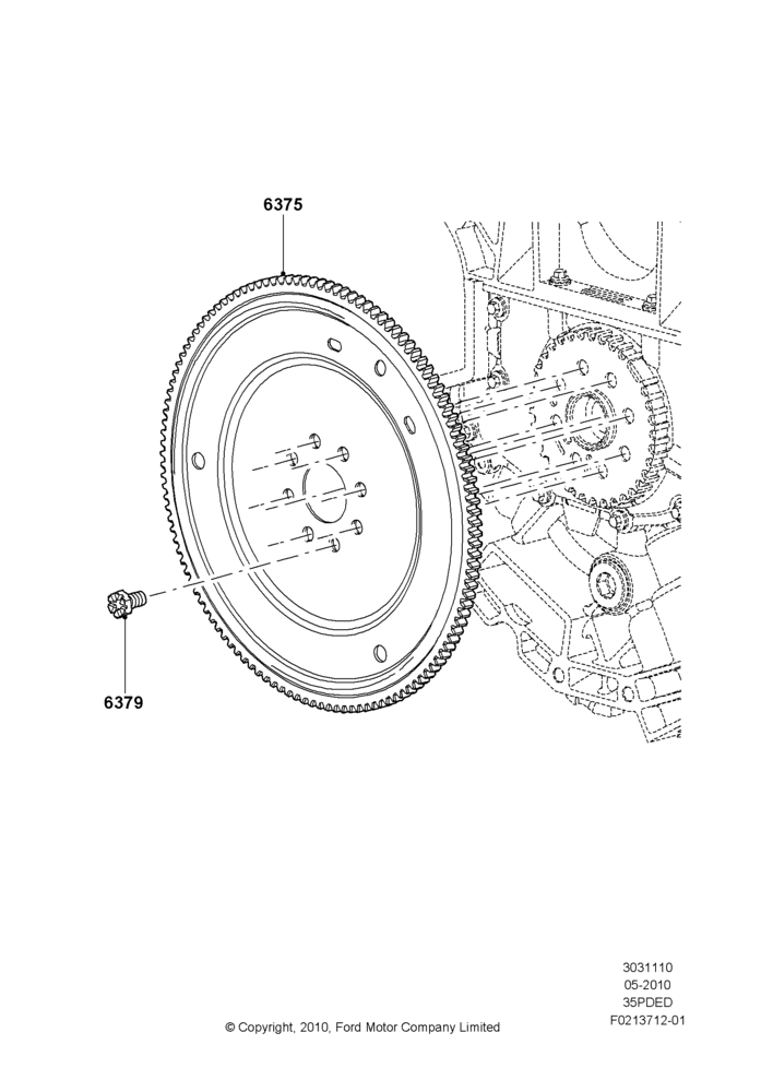10D - Flywheel, 3.5L 4V DOHC VCT SMPI V6 Gas; 12/JUL/2010-24/DEC/2014