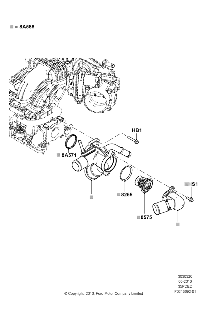 20D - Thermostat/Housing & Related Parts, 3.5L 4V DOHC VCT SMPI V6 Gas; 12/JUL/2010-24/DEC/2014