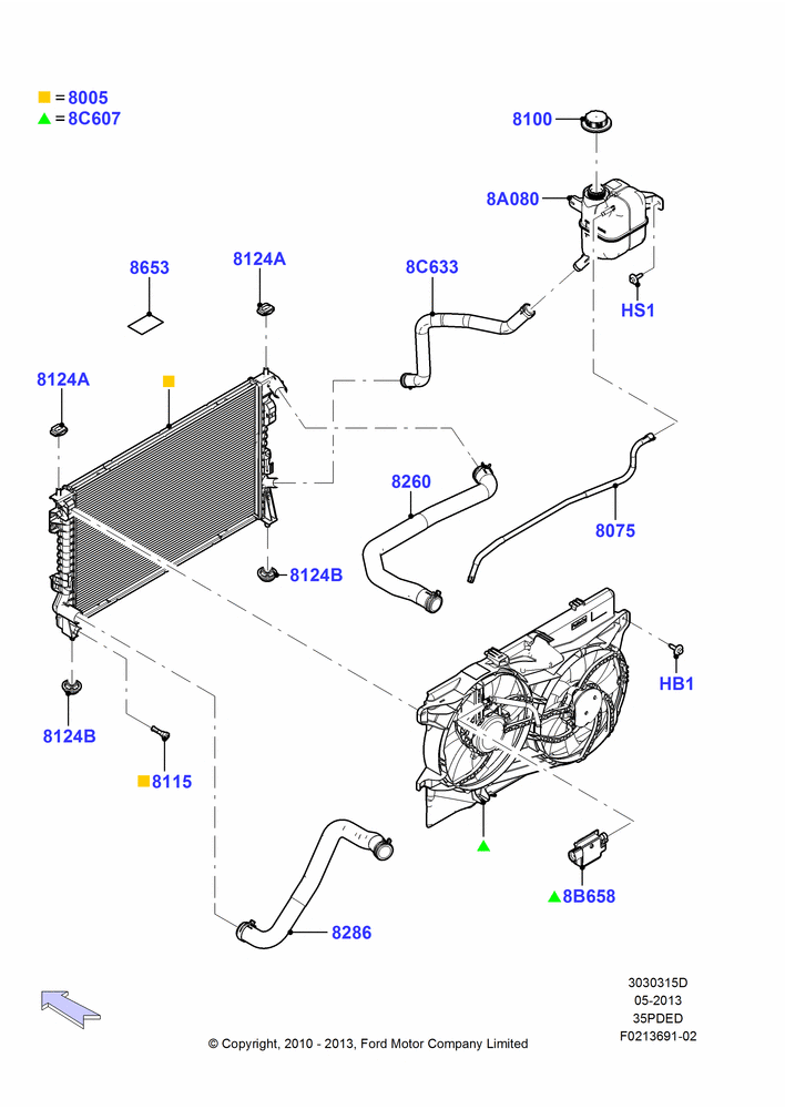 15D - Radiator/Coolant Overflow Container, 3.5L 4V DOHC VCT SMPI V6 Gas; 12/JUL/2010-24/DEC/2014
