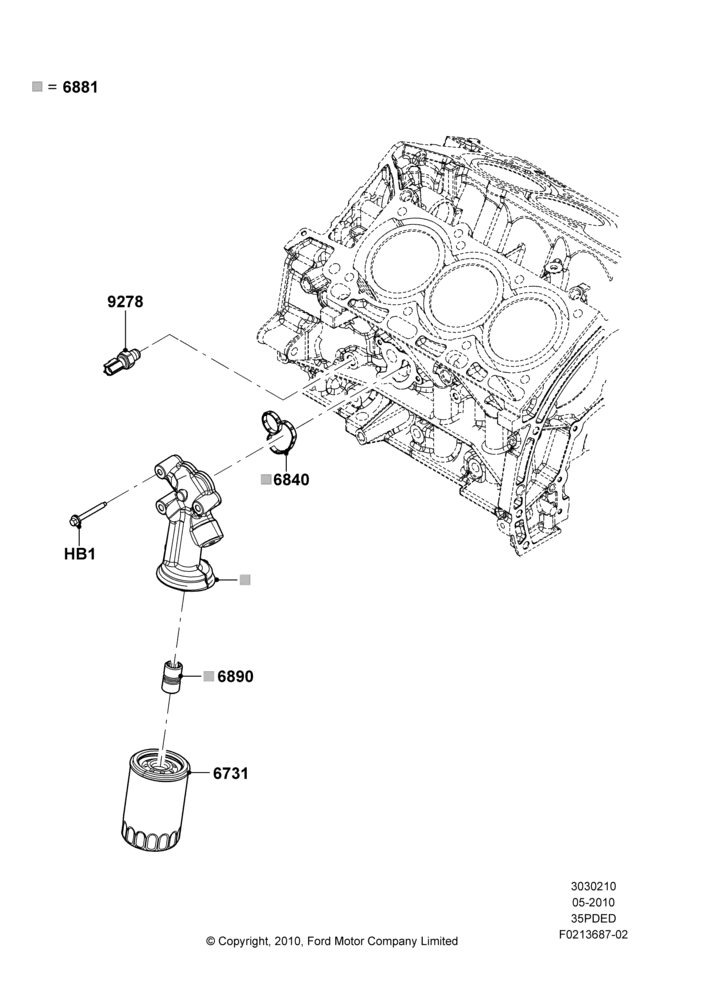 10L - Oil Cooler and Filter, 3.5L 4V DOHC VCT SMPI V6 Gas; 12/JUL/2010-24/DEC/2014