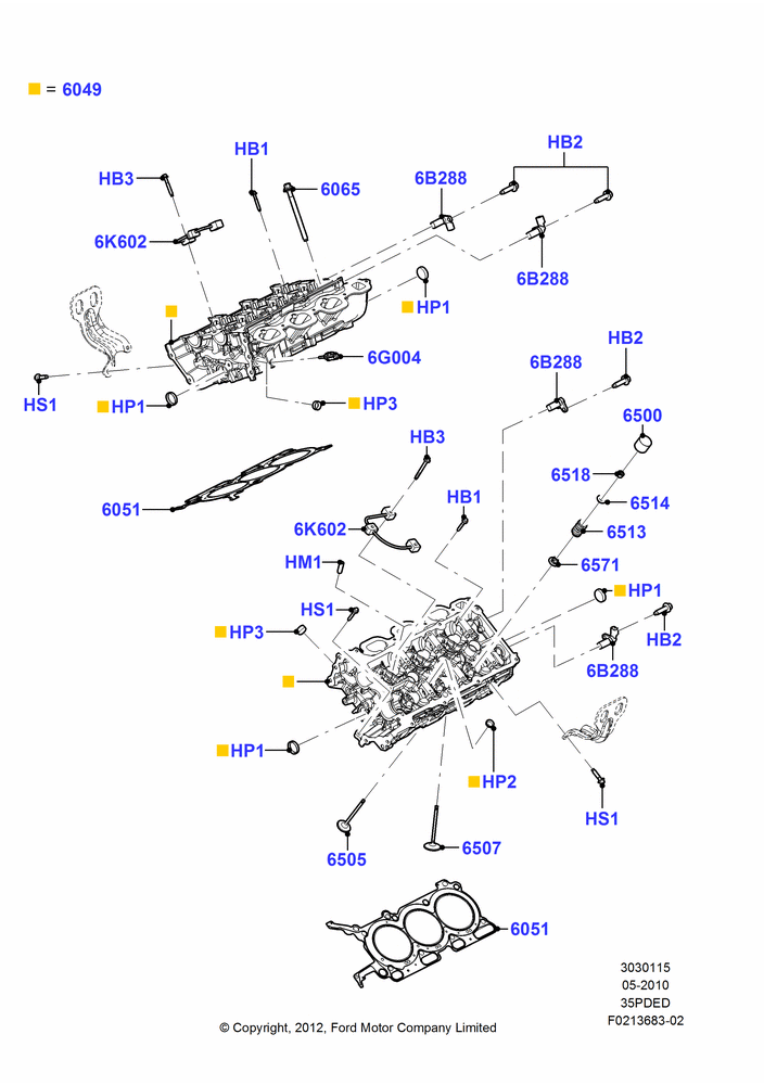 15D - Cylinder Head, 3.5L 4V DOHC VCT SMPI V6 Gas; 12/JUL/2010-24/DEC/2014