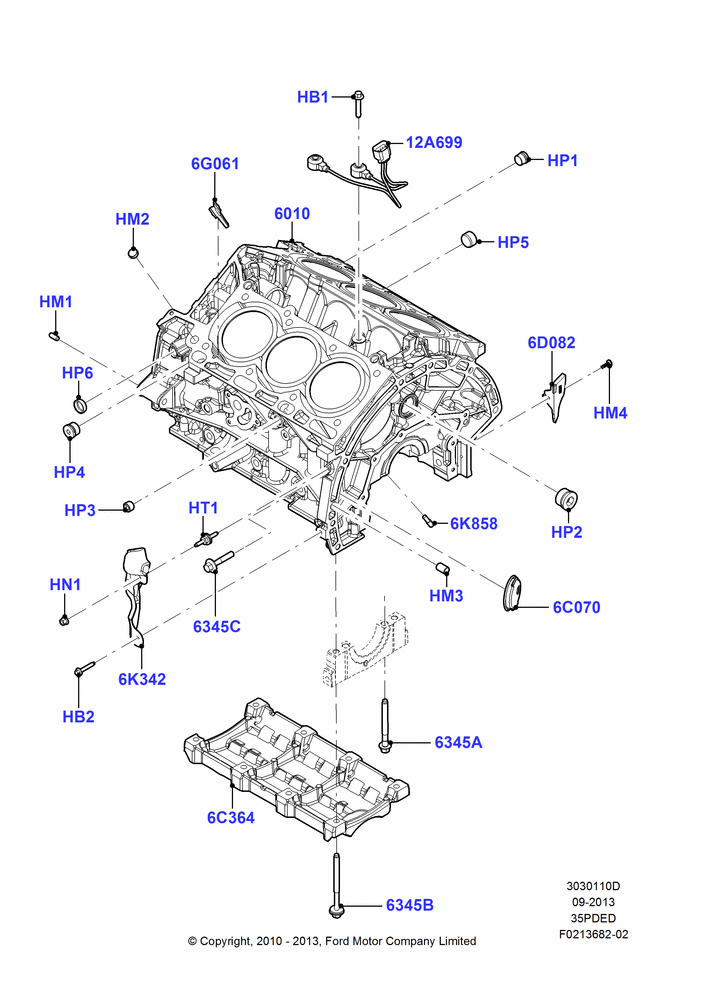 10D - Cylinder Block and Plugs, 3.5L 4V DOHC VCT SMPI V6 Gas; 12/JUL/2010-24/DEC/2014