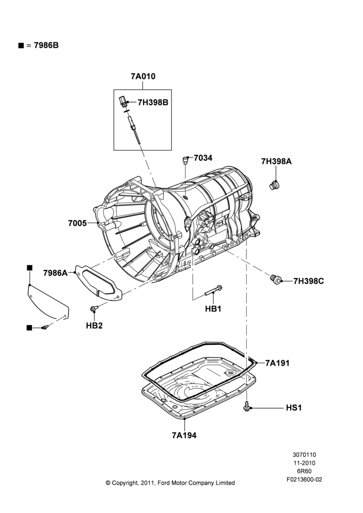 10N - Transmission External Components, 6 Speed Automatic Trans (6R80), 6.2L 16V OHC NA V8 Gas, MOD 5.0L-4V DOHC SEFI NA; 03/NOV/2010-23/DEC/2014