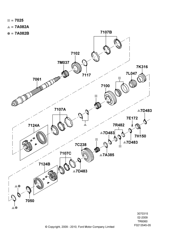 15B - Output Shaft, Gear Sets & Bearings, 6 Speed Manual Transmission (T56); 26/FEB/2009-22/MAR/2010