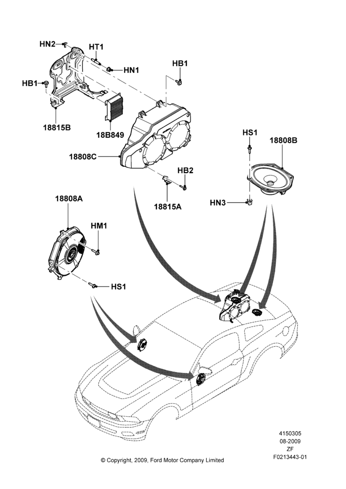 05Q - Speakers, Coupe, High Performance Audio System; 03/AUG/2009-27/JUN/2014