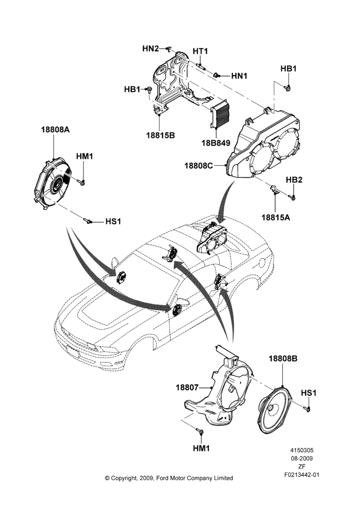 05R - Speakers, Convertible, High Performance Audio System; 03/AUG/2009-27/JUN/2014