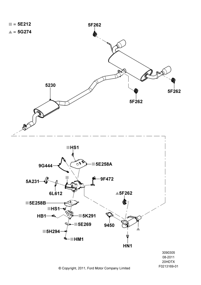 05A - Exhaust System, 2.0L EcoBoost (240PS); 08/AUG/2011-24/DEC/2014
