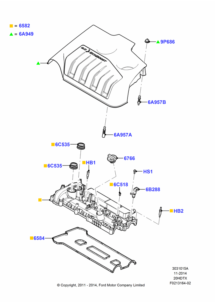 15A - Cylinder Head Cover, 2.0L EcoBoost (240PS); 08/AUG/2011-24/DEC/2014