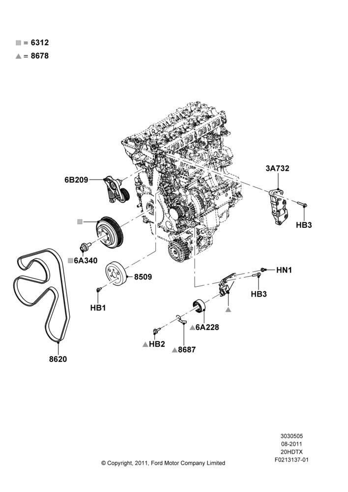 05A - Pulleys and Drive Belts, 2.0L EcoBoost (240PS); 08/AUG/2011-24/DEC/2014