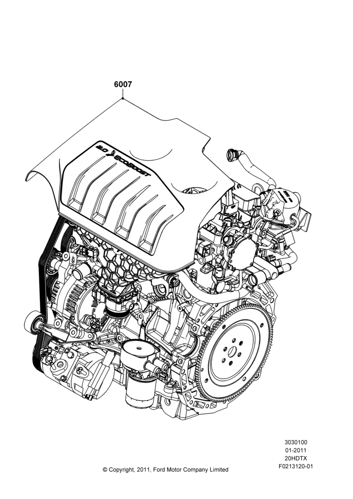 00A - Engine Assy Fully Dressed, 2.0L EcoBoost (240PS); 08/AUG/2011-24/DEC/2014