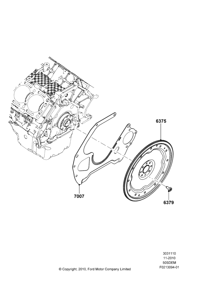 10A - Flywheel, MOD 5.0L-4V DOHC SEFI NA; 03/NOV/2010-23/DEC/2014