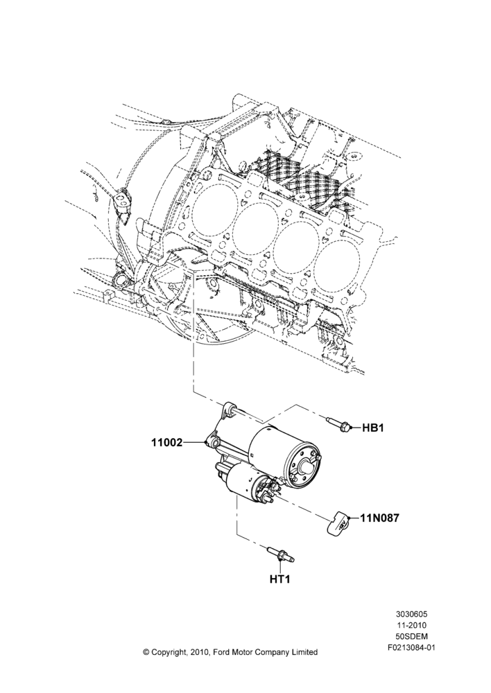 05A - Starter Motor, MOD 5.0L-4V DOHC SEFI NA; 03/NOV/2010-23/DEC/2014