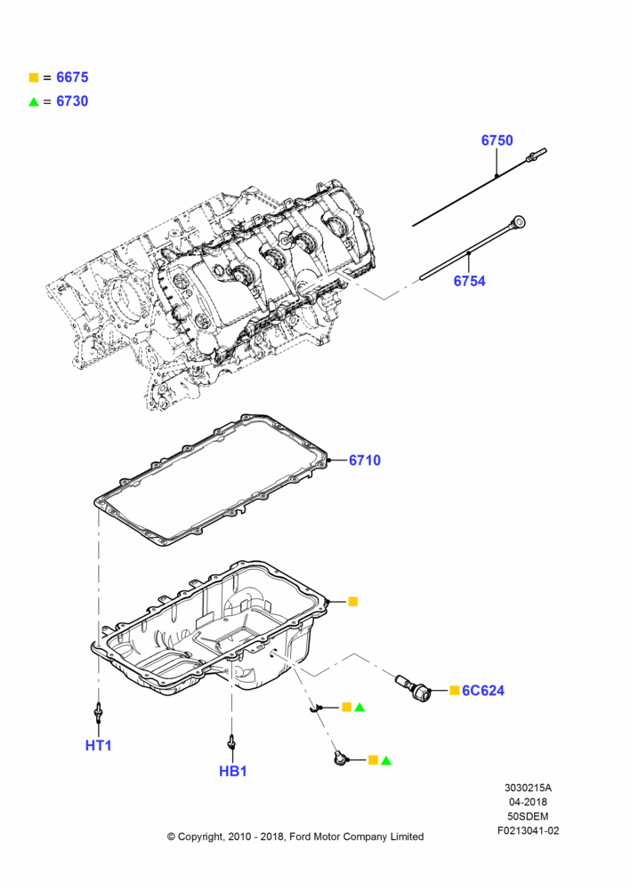 15A - Oil Pan/Oil Level Indicator, MOD 5.0L-4V DOHC SEFI NA; 03/NOV/2010-23/DEC/2014