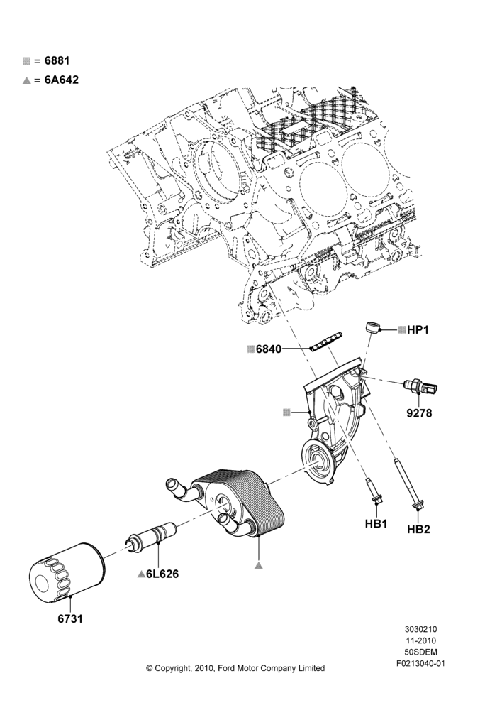 10A - Oil Cooler and Filter, MOD 5.0L-4V DOHC SEFI NA; 03/NOV/2010-23/DEC/2014
