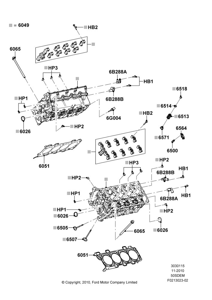 15A - Cylinder Head, MOD 5.0L-4V DOHC SEFI NA; 03/NOV/2010-28/OCT/2013