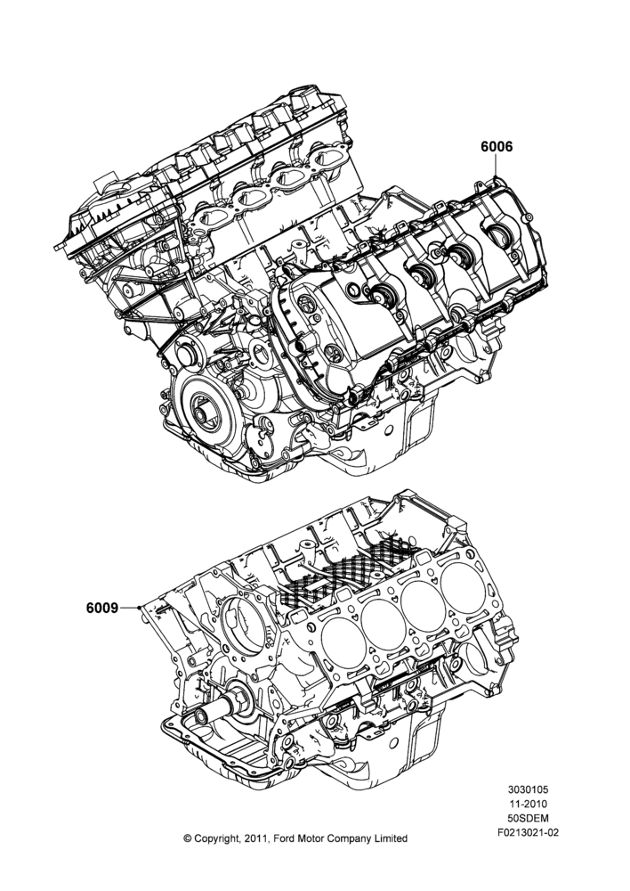 05A - Service Engine and Short Block, MOD 5.0L-4V DOHC SEFI NA; 03/NOV/2010-23/DEC/2014
