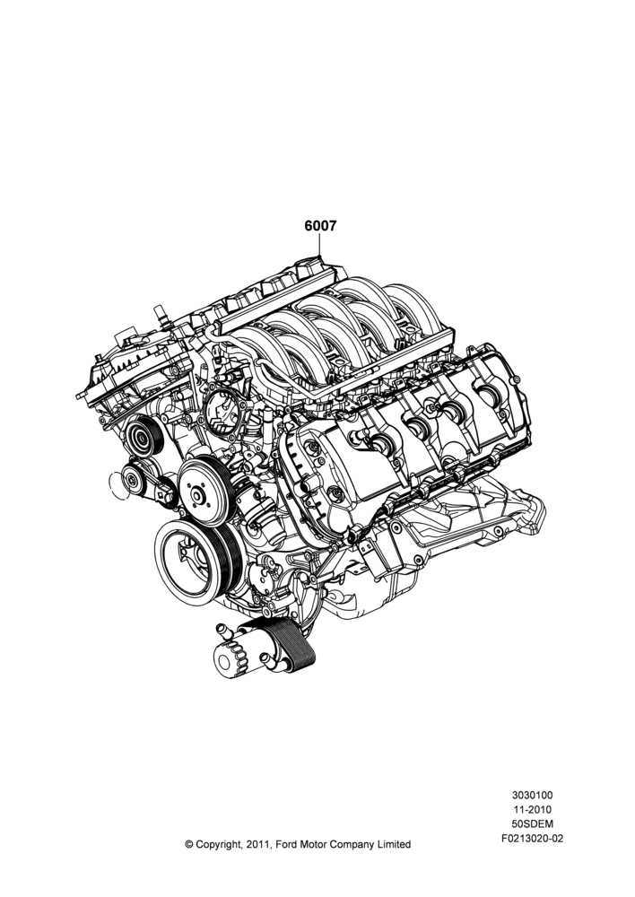 00A - Engine Assy Fully Dressed, MOD 5.0L-4V DOHC SEFI NA; 03/NOV/2010-23/DEC/2014