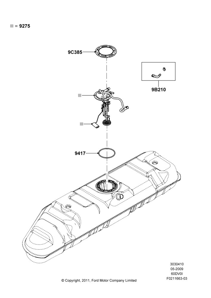 10M - Fuel Pump And Sender Unit, 6.0L  OHV Diesel V8 DI, With Mid-Ship Fuel Tank; 11/MAY/2009-26/JUL/2010
