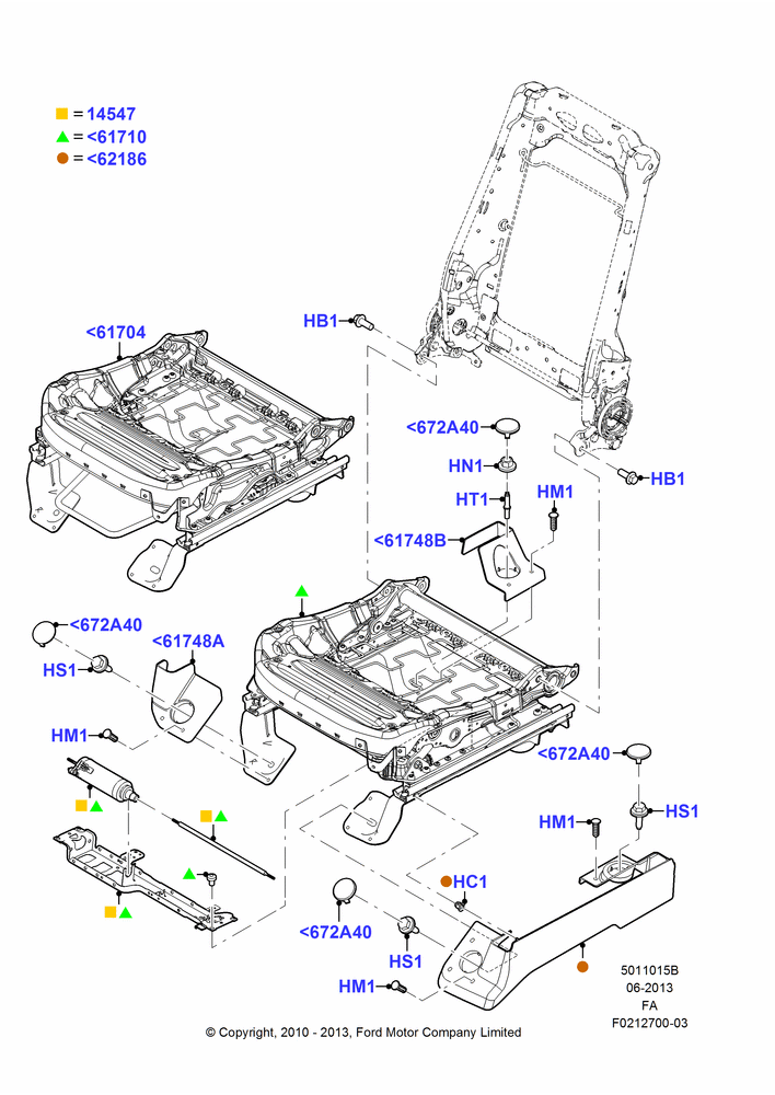 15B - Front Seat Base, With Driver 6 Way Pwr.Seat Adjuster, With Passenger Manual Seat Adjuster; 22/FEB/2010-05/JUL/2016