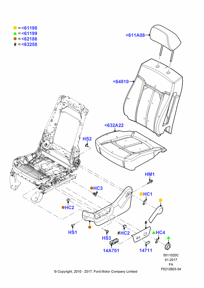 20C - Front Seat Pads/Valances & Heating, With Driver 6 Way Pwr.Seat Adjuster; 22/FEB/2010-05/JUL/2016