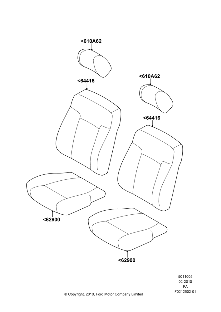 05C - Front Seat Covers, With Captain Chair Front Seats; 22/FEB/2010-05/JUL/2016