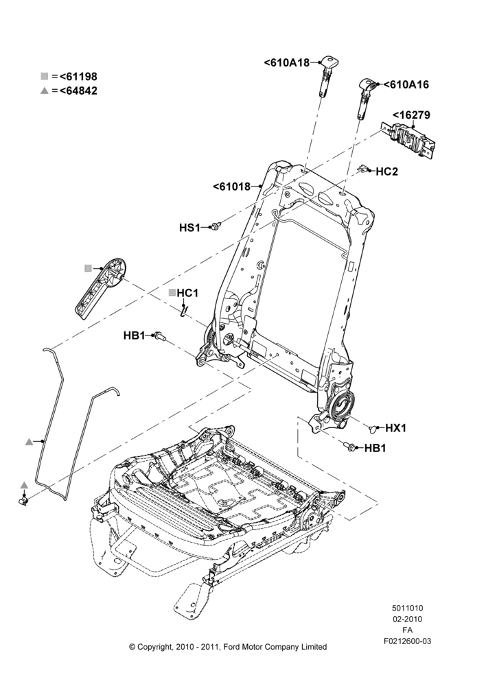 10A - Front Seat Back, With Passenger Manual Seat Adjuster; 22/FEB/2010-05/JUL/2016