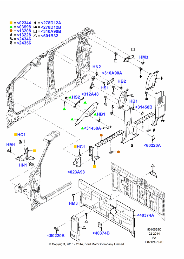 25C - Side Trim, Crew Cab; 22/FEB/2010-05/JUL/2016