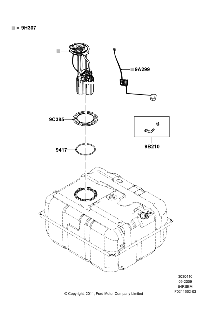 10H - Fuel Pump And Sender Unit, 5.4L Modular SOHC V8, Extended Plus Capacity Fuel Tank, With Aft-Of-Axle Fuel Tank; 11/MAY/2009-26/JUL/2010