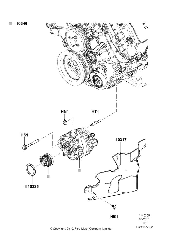 05E - Alternator and Mountings, MOD 5.0L-4V DOHC SEFI NA; 22/MAR/2010-27/JUN/2014