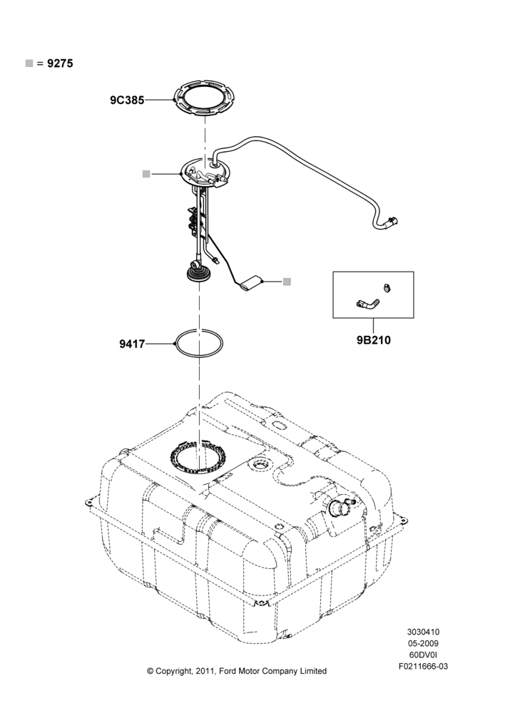10L - Fuel Pump And Sender Unit, 6.0L  OHV Diesel V8 DI, Extended Plus Capacity Fuel Tank, With Aft-Of-Axle Fuel Tank; 11/MAY/2009-26/JUL/2010