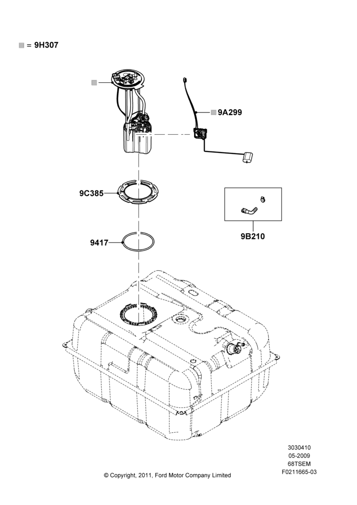 10H - Fuel Pump And Sender Unit, 6.8L SOHC EFI NA V10 Gas, Extended Plus Capacity Fuel Tank, With Aft-Of-Axle Fuel Tank; 11/MAY/2009-26/JUL/2010