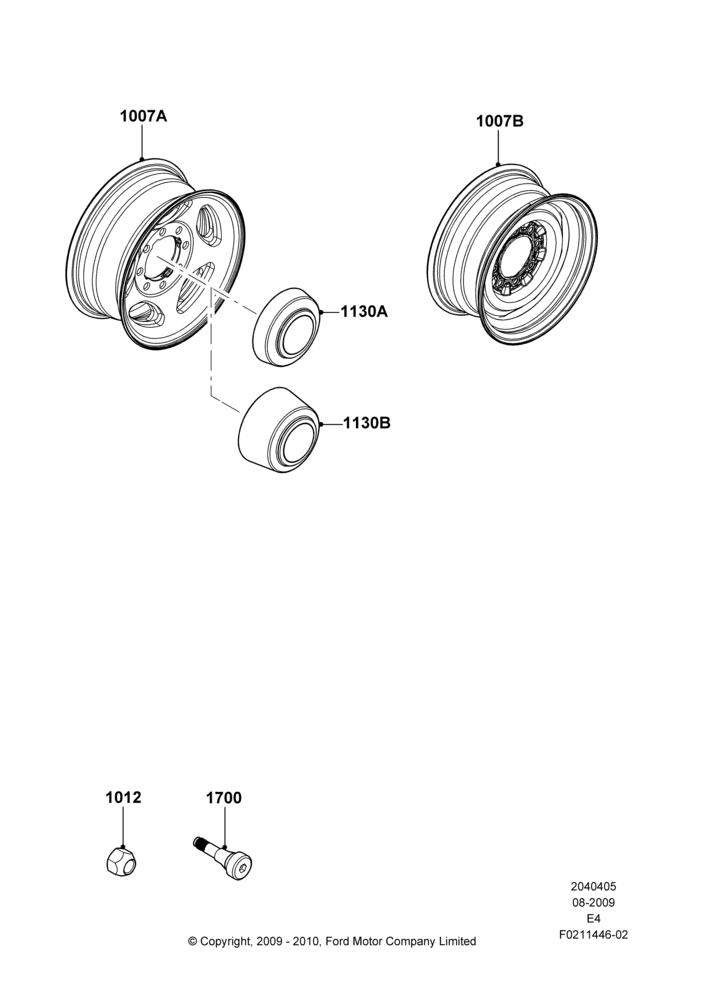 05E - Wheels, 7.0 X 16" Forged Aluminum Wheel, With Single Rear Wheels; 24/AUG/2009-07/OCT/2009