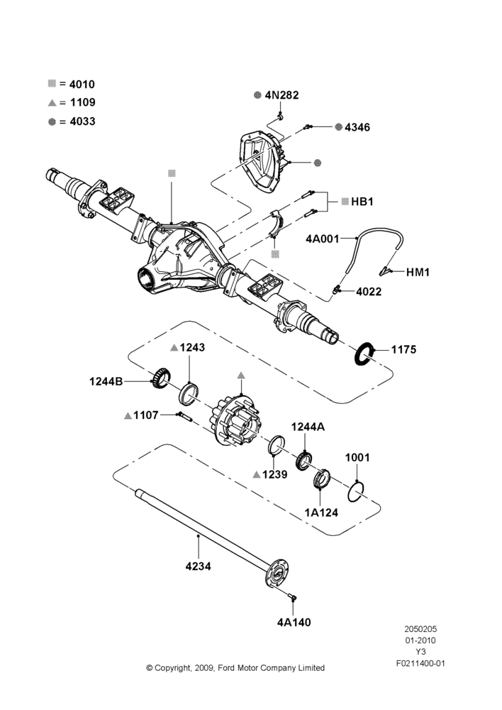 05E - Rear Axle, 11,000 LB (4990) Rear Axle Asy, 12,000 LB Rear Axle Asy, Dana Model 80; 19/JAN/2010