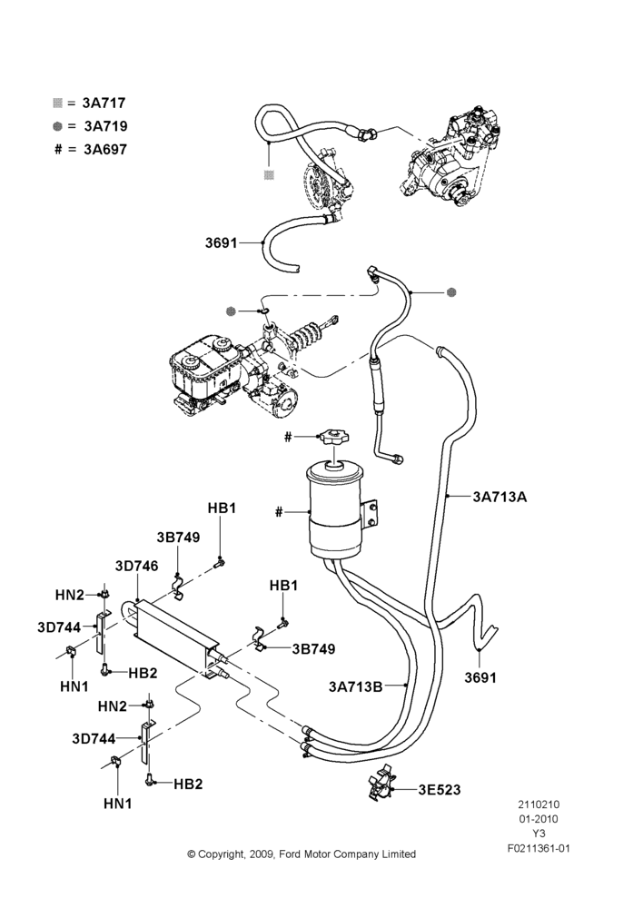 10B - Supply & Return Hoses - Power Strg, With Power 4 Wheel Disc Hydro Max; 19/JAN/2010