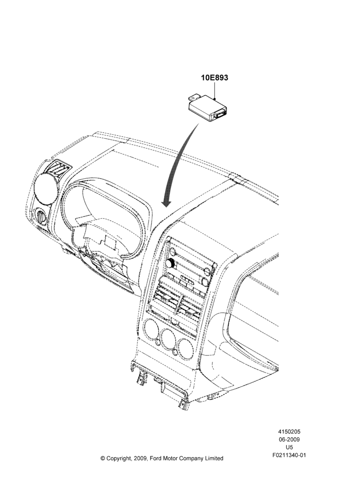 05J - Antenna, Branded AM/FM/MP3/6 CD In Dash, With Dual Media MP3/CD Radio, With Sync; 15/JUN/2009-16/DEC/2010
