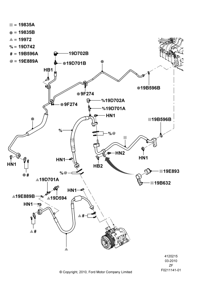 22G - Air Conditioning System, 5.4L 4V DOHC EFI S/C ALUM V8 G; 22/MAR/2010-30/APR/2012