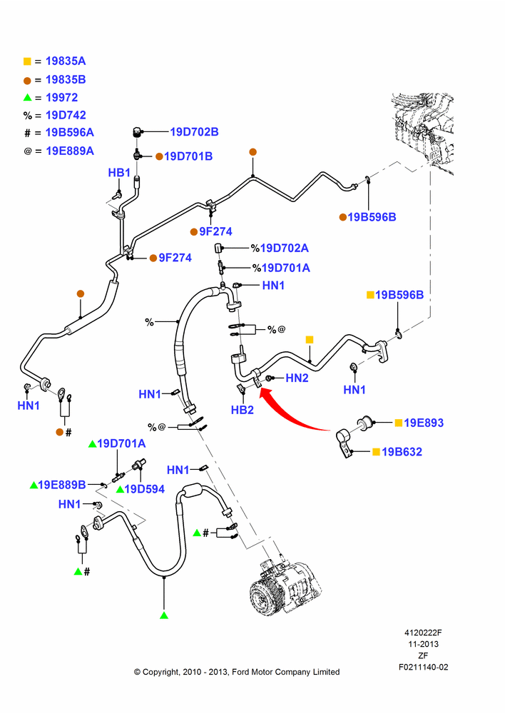 22F - Air Conditioning System, MOD 5.0L-4V DOHC SEFI NA; 22/MAR/2010-27/JUN/2014