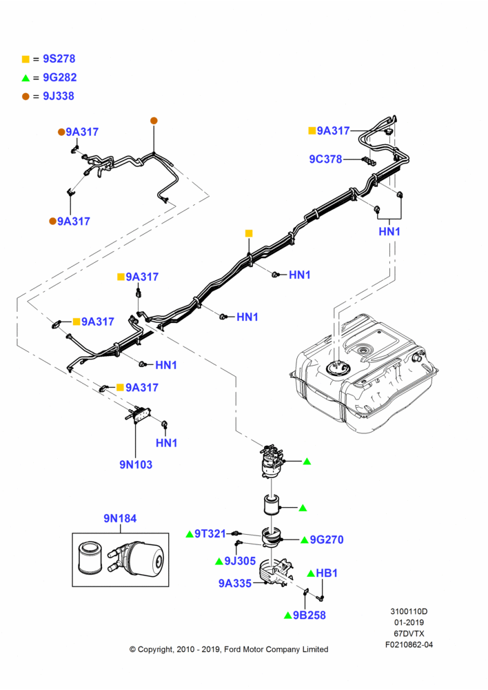 10D - Fuel Lines, 6.7L 4V V8 T/C Diesel, With Aft-Of-Axle Fuel Tank, Body; 22/FEB/2010-25/MAY/2015