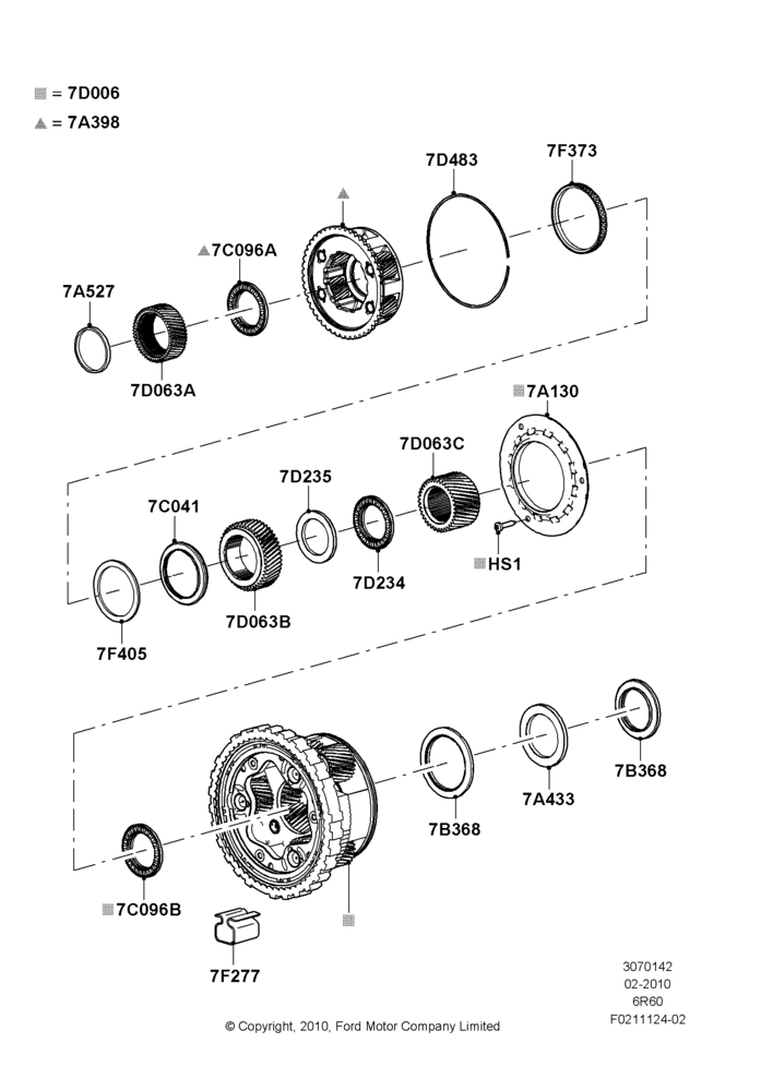42F - Planetary Gear Sets, 6 Speed Auto Transmission (6R140), 6 Speed Auto Trans (6R140); 22/FEB/2010-05/JUL/2016