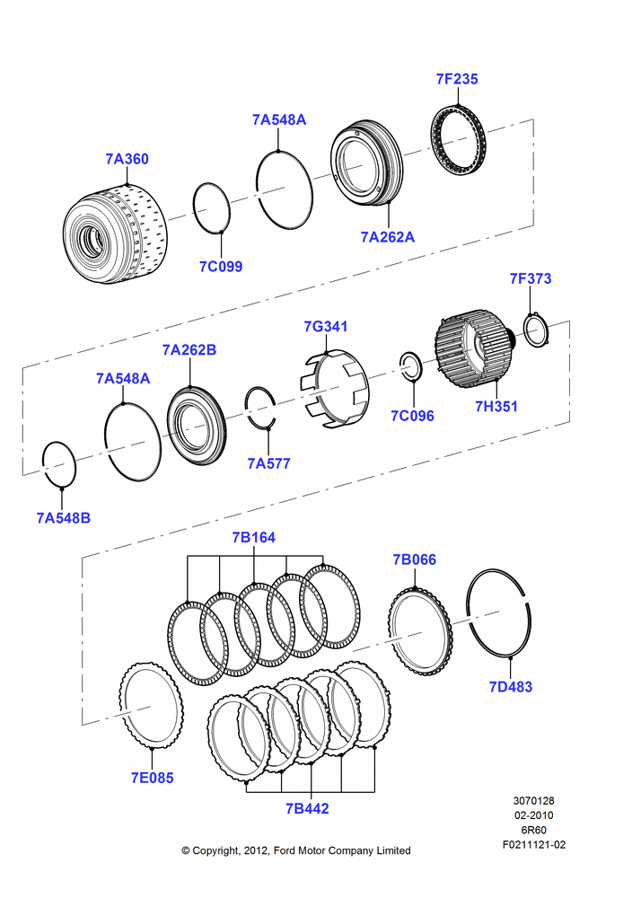 28F - Direct Clutch and Components, 6.7L 4V V8 T/C Diesel, 6 Speed Auto Transmission (6R140), 6 Speed Auto Trans (6R140); 22/FEB/2010-05/JUL/2016
