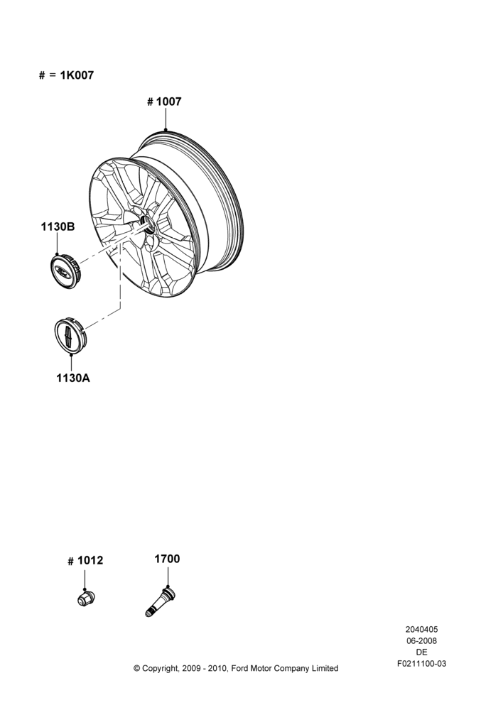 05XC - Wheels, Accessory, Additional Parts May Be Required, Refer To The Installation Instructions Found Under Tech Specs At The Genuine Ford Accessory (GFA) Web Site, See Vehicle Restrictions And Modification Requirements, www.fordaccessoriesstore.com, www.lincolnaccessories.com, www.mercuryaccessories.com, Blade Runner Wheel kit; 02/JUN/2008-26/JUL/2010