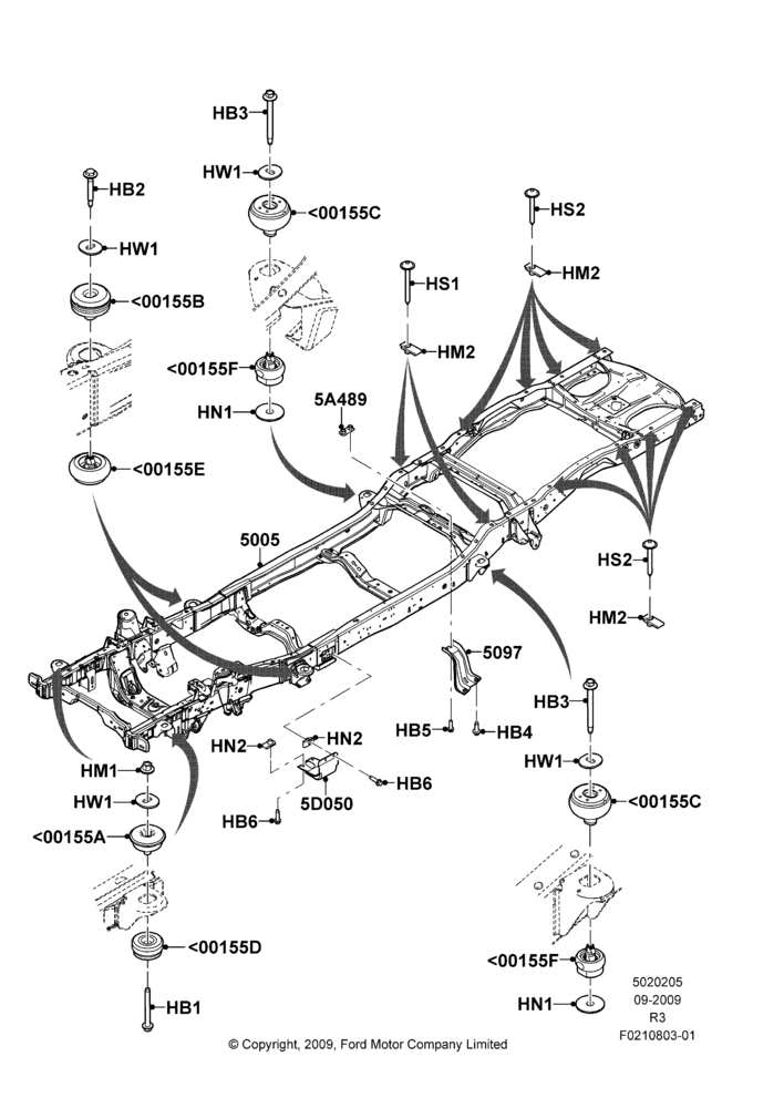 05J - Chassis Frame, 126"/3200MM Wheelbase; 14/SEP/2009-16/DEC/2011