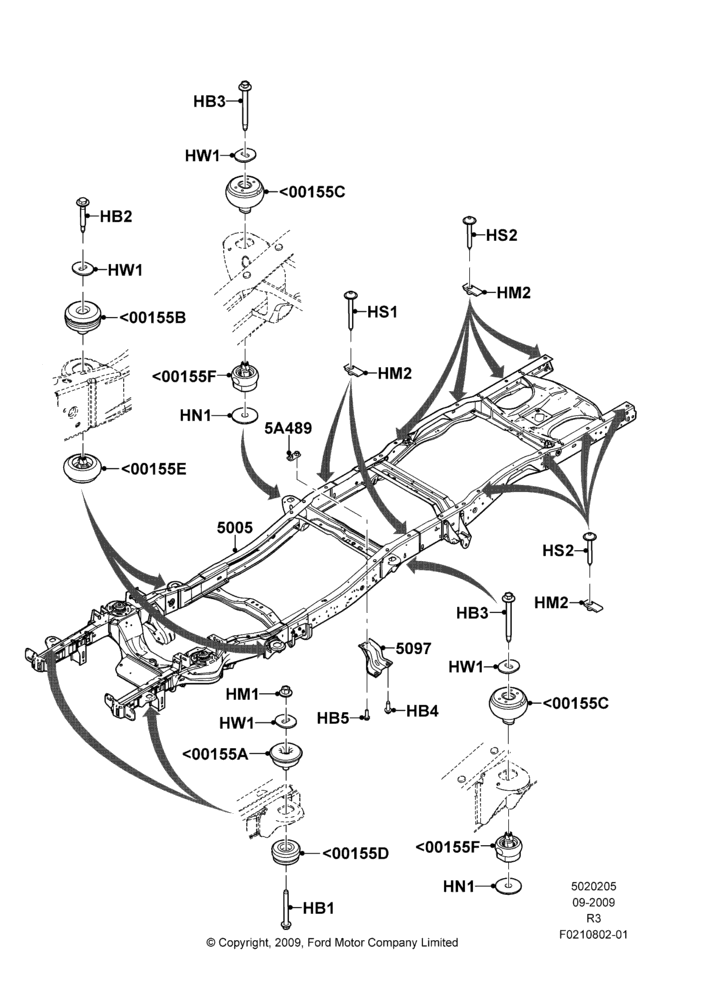 05H - Chassis Frame, 118"/2997MM Wheelbase; 14/SEP/2009-16/DEC/2011
